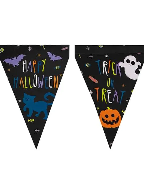 1 festone di bandierine con zucca di Halloween - Happy Halloween