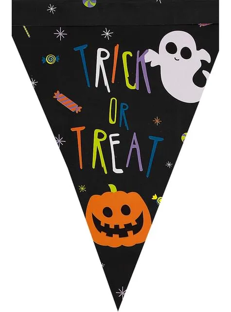 1 festone di bandierine con zucca di Halloween - Happy Halloween