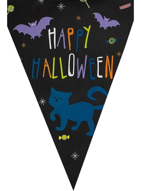 1 festone di bandierine con zucca di Halloween - Happy Halloween