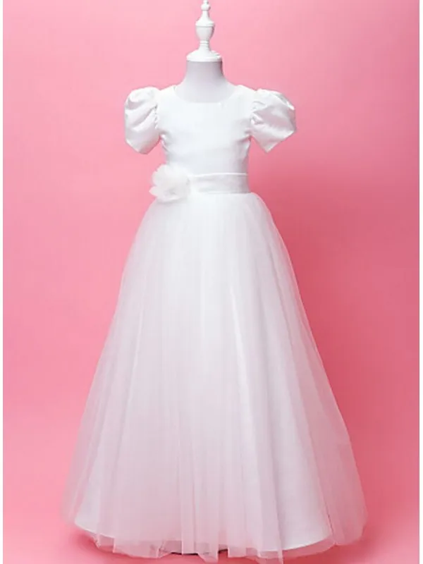Abito Comunione Semplice Economico con gonna in tulle e maniche corte