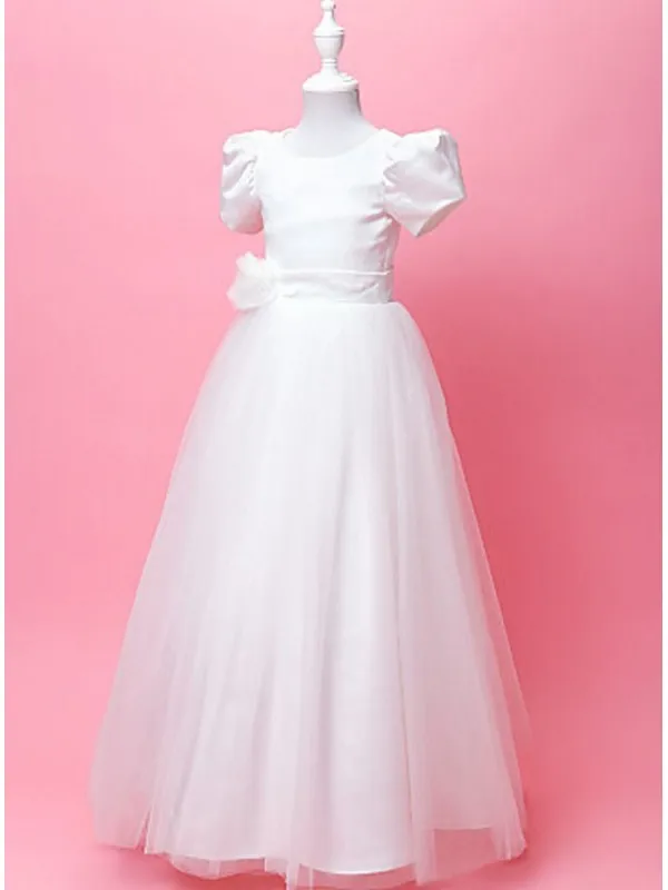 Abito Comunione Semplice Economico con gonna in tulle e maniche corte