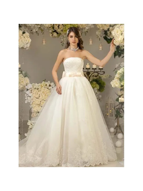 Abito da Sposa a Palloncino Principesco con bustino in pizzo e gonna vaporosa in tulle