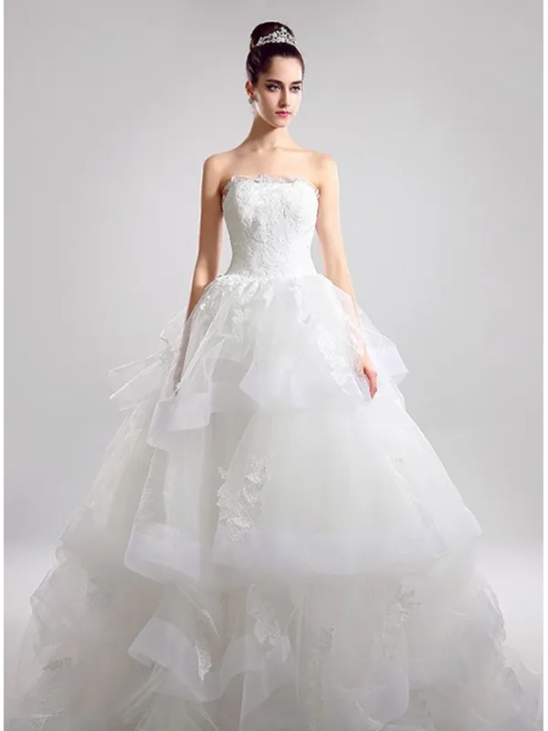 Abito da Sposa Economico Online Aline Scollo dritto con gonna vaporosa in tulle