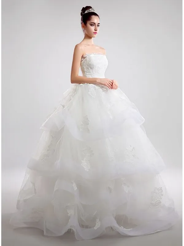 Abito da Sposa Economico Online Aline Scollo dritto con gonna vaporosa in tulle