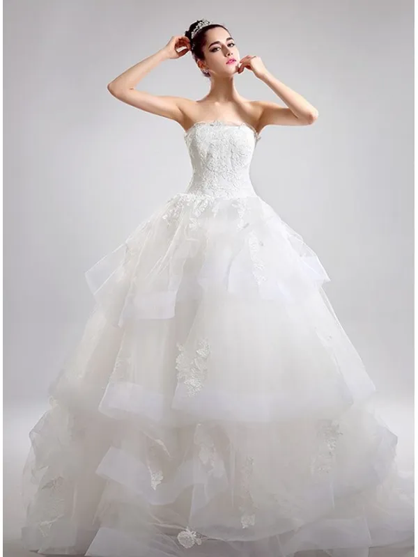 Abito da Sposa Economico Online Aline Scollo dritto con gonna vaporosa in tulle