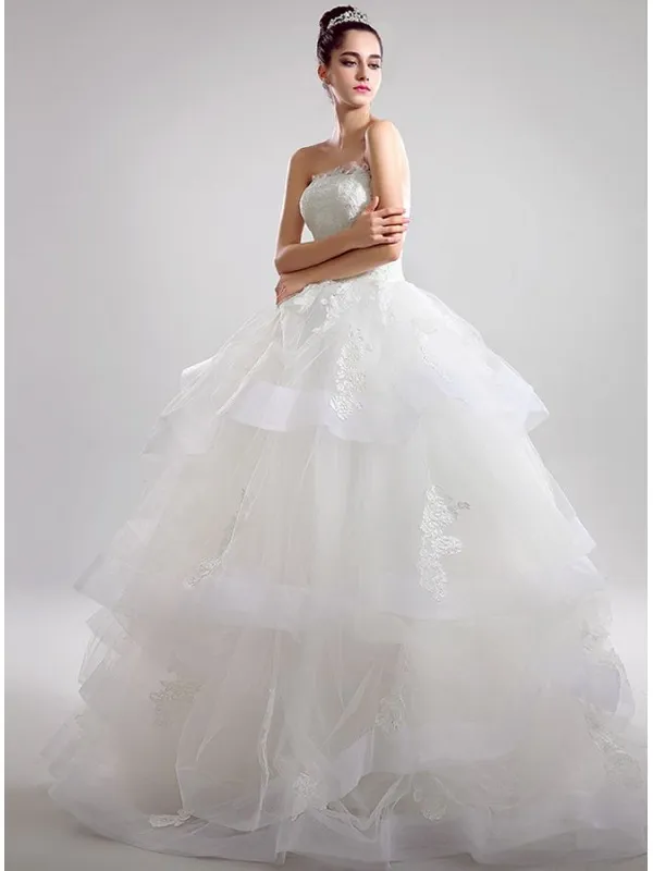 Abito da Sposa Economico Online Aline Scollo dritto con gonna vaporosa in tulle