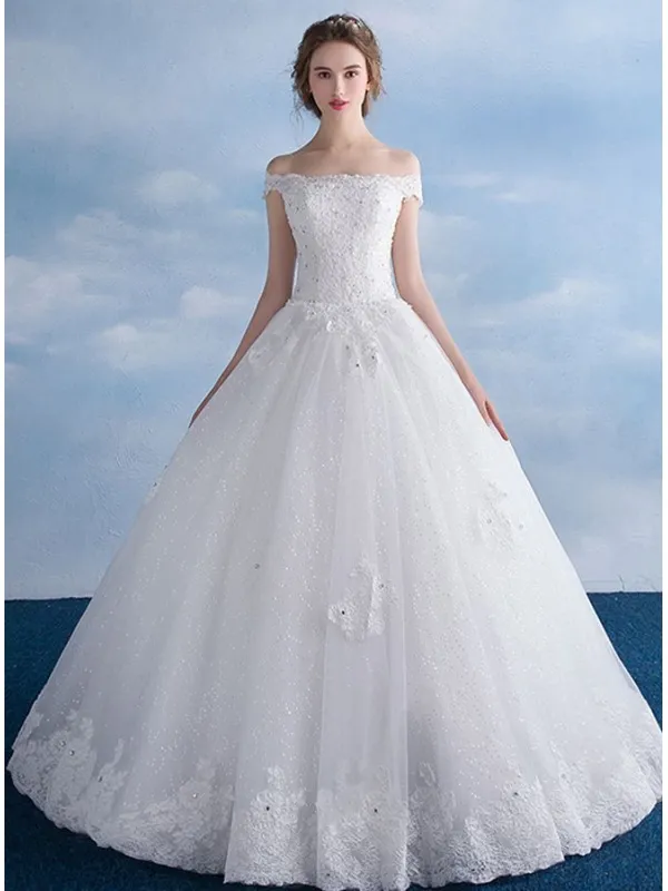 Abito da Sposa principesco con gonna brillantinata glitter e corpetto in pizzo