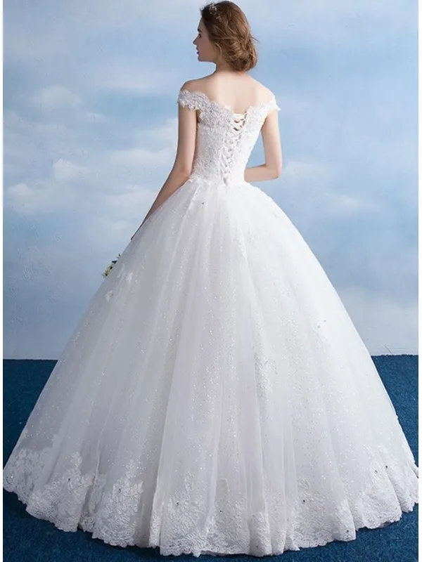 Abito da Sposa principesco con gonna brillantinata glitter e corpetto in pizzo