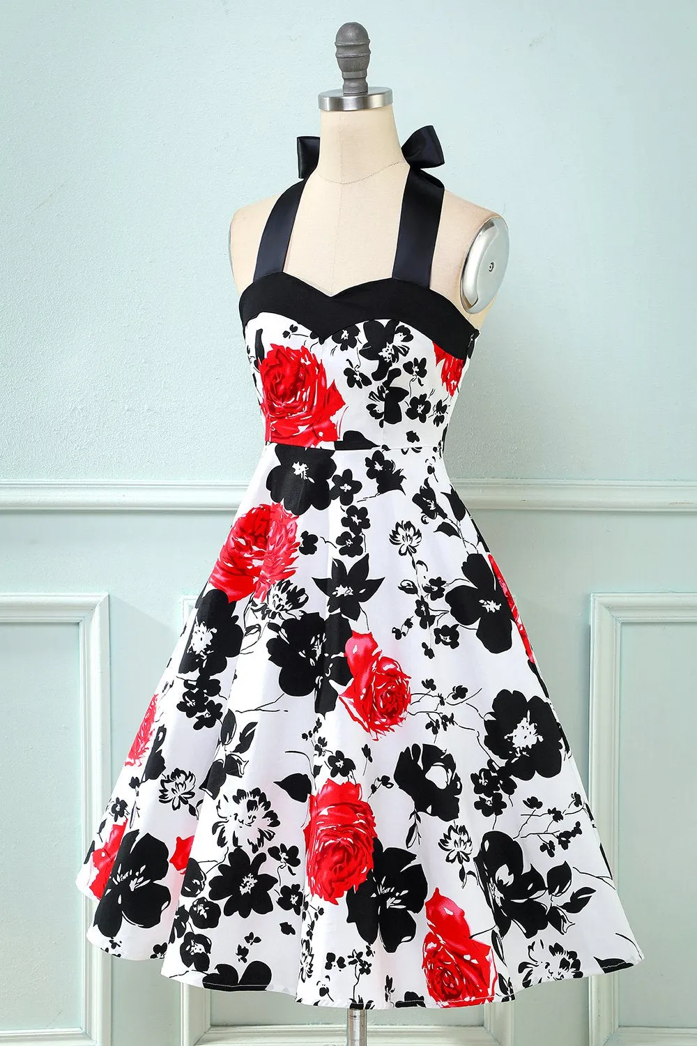 Abito vintage retrò stampato Halter
