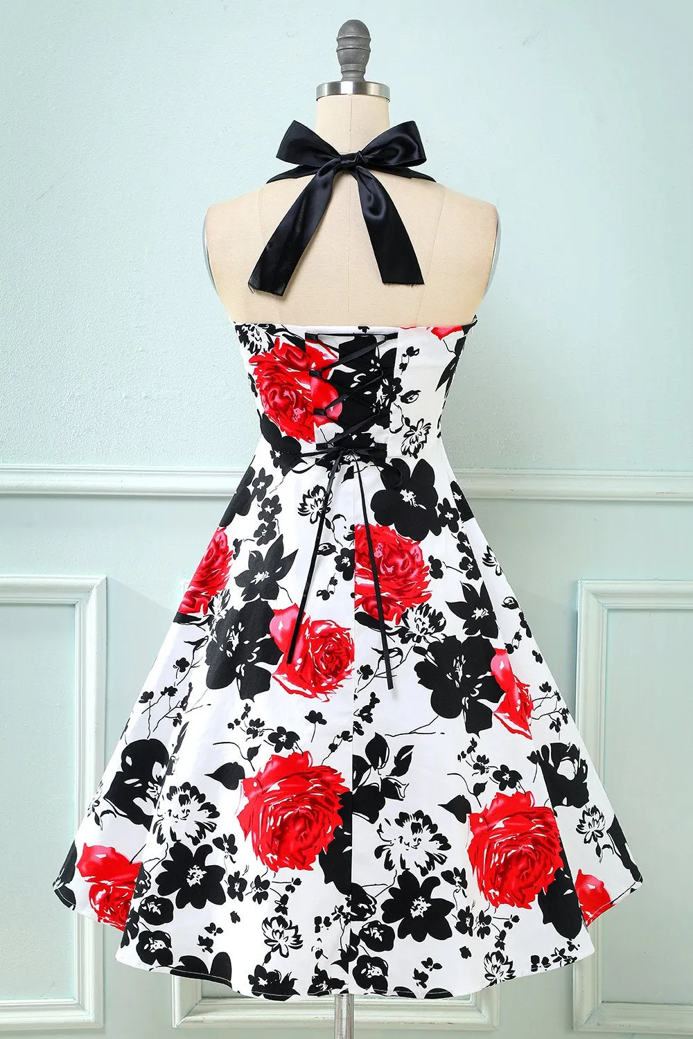 Abito vintage retrò stampato Halter
