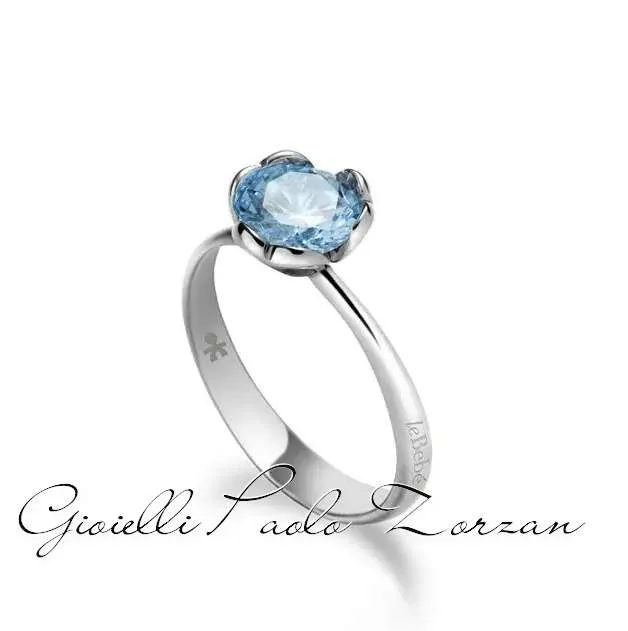 ANELLO LE BEBÉ LOVELY ORO BIANCO E TOPAZIO SINTETICO  LBB601