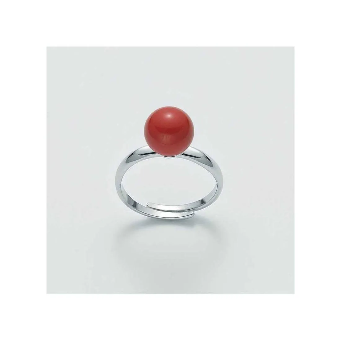 ANELLO MILUNA PERLA PASTA DI CORALLO ROSSO ARGENTO 925% LID3310