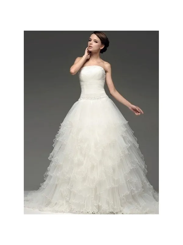 ANNIKA - Elegante Abito da Sposa Online con Gonna Vaporosa a Balza in Tulle