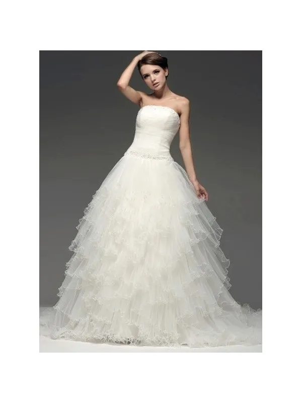 ANNIKA - Elegante Abito da Sposa Online con Gonna Vaporosa a Balza in Tulle