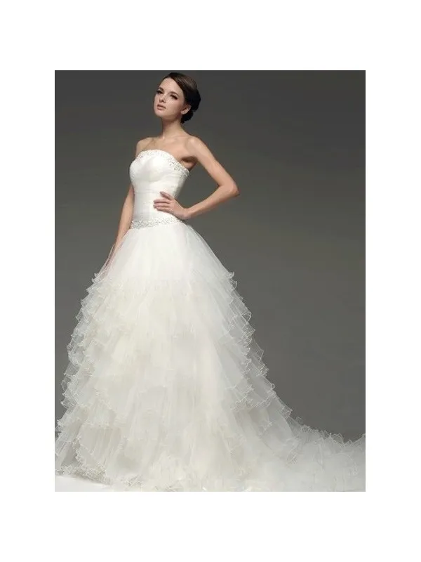 ANNIKA - Elegante Abito da Sposa Online con Gonna Vaporosa a Balza in Tulle
