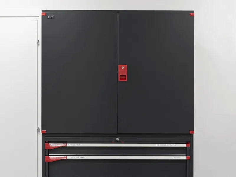 Armadio ante battenti Fami Master 3 cassetti regolabili e 4 ripiani grigio, 1020x573x2000mm