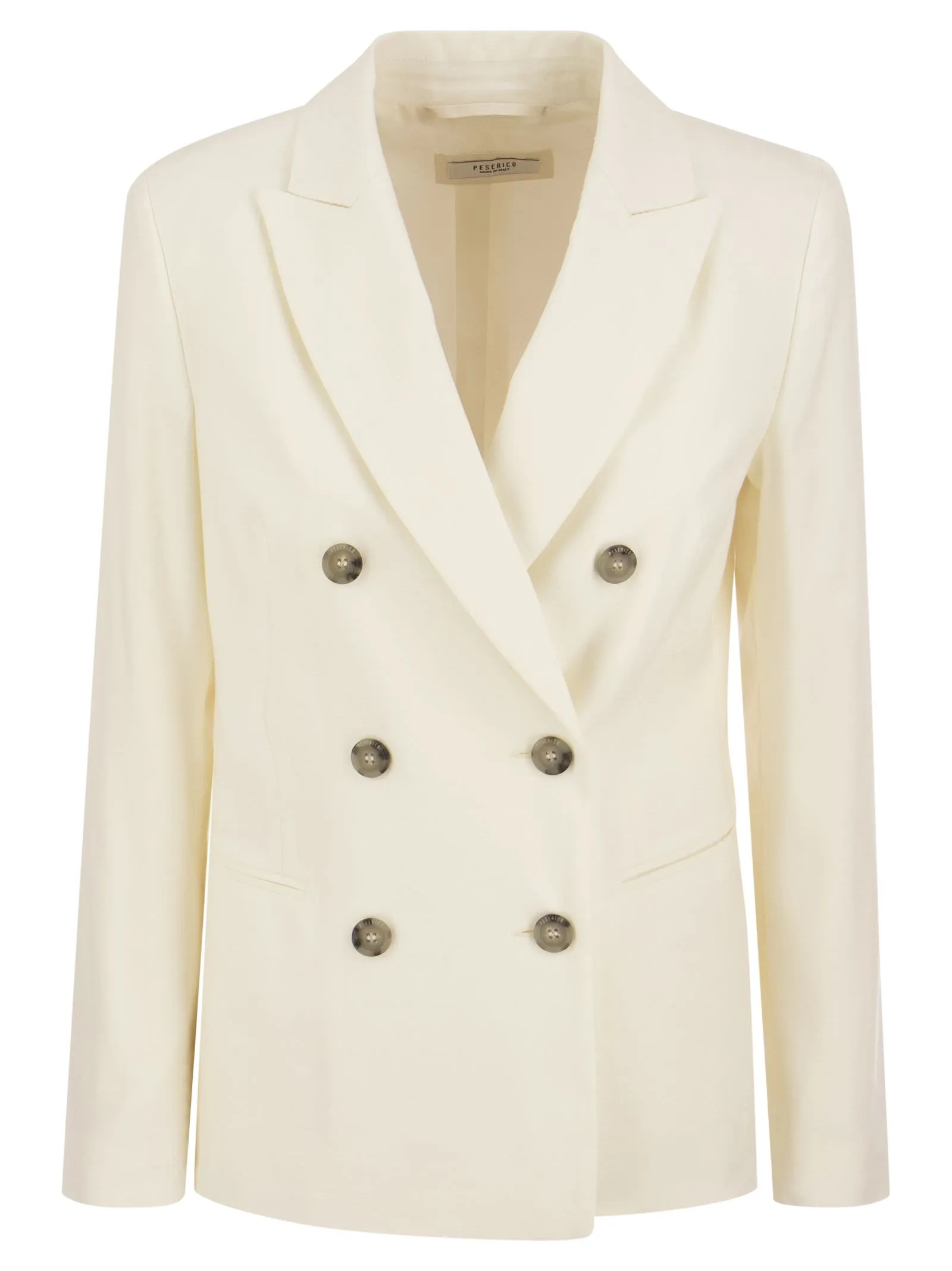 Blazer doppiopetto in tela di lana e lino