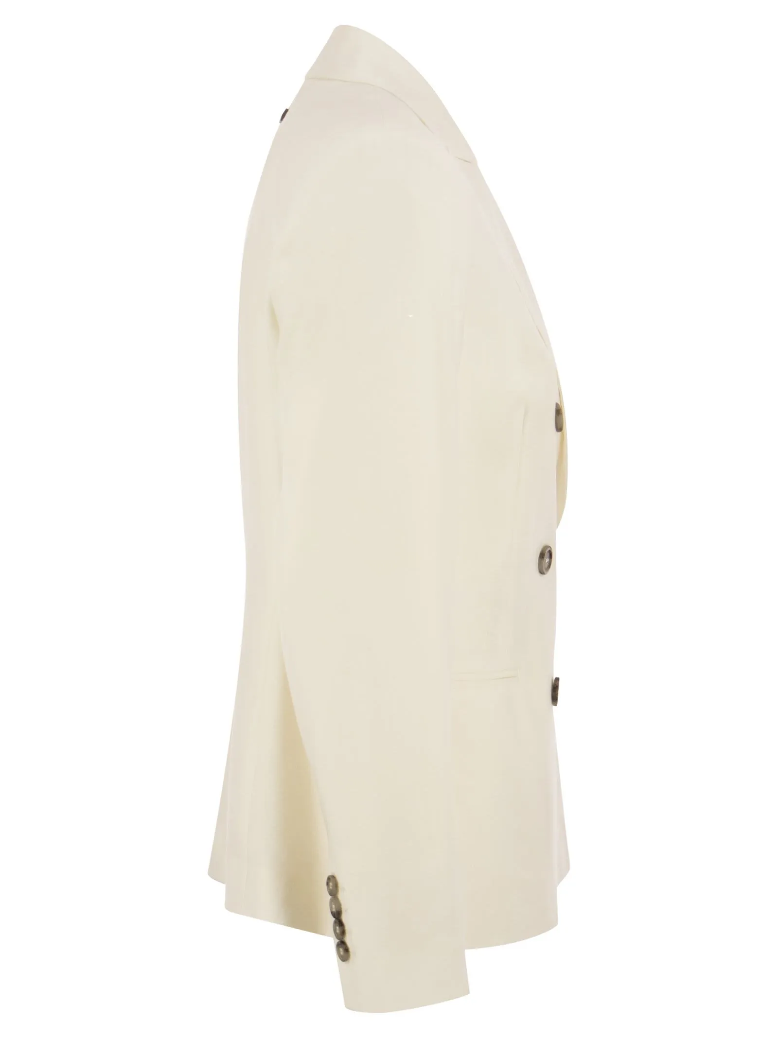 Blazer doppiopetto in tela di lana e lino