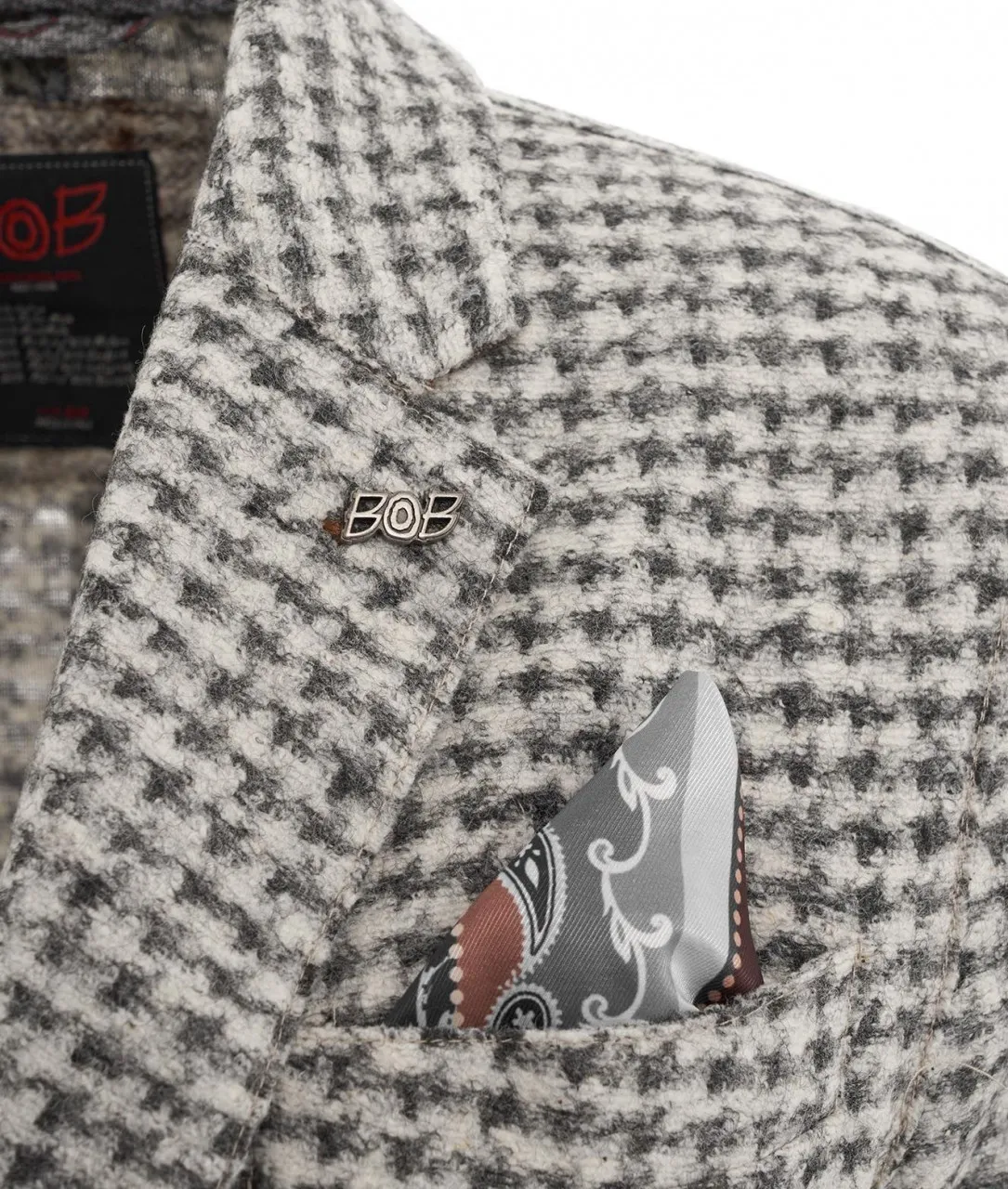 Blazer monopetto con motivo pied-de-poule grigio grigio