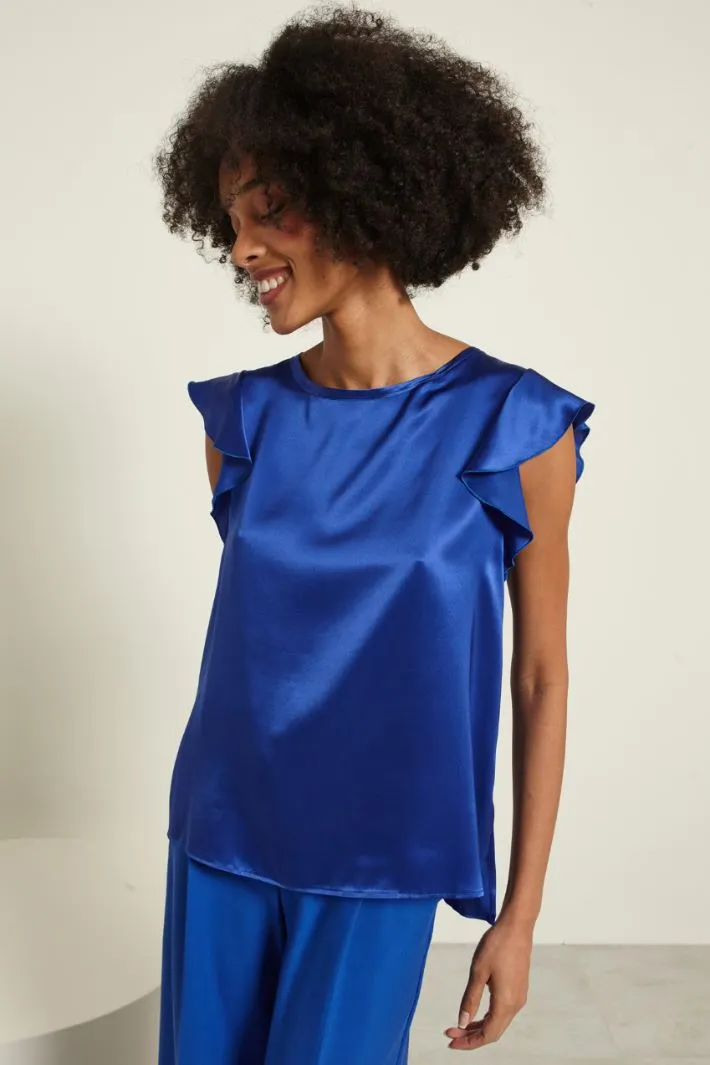 Blusa in raso con spacchi