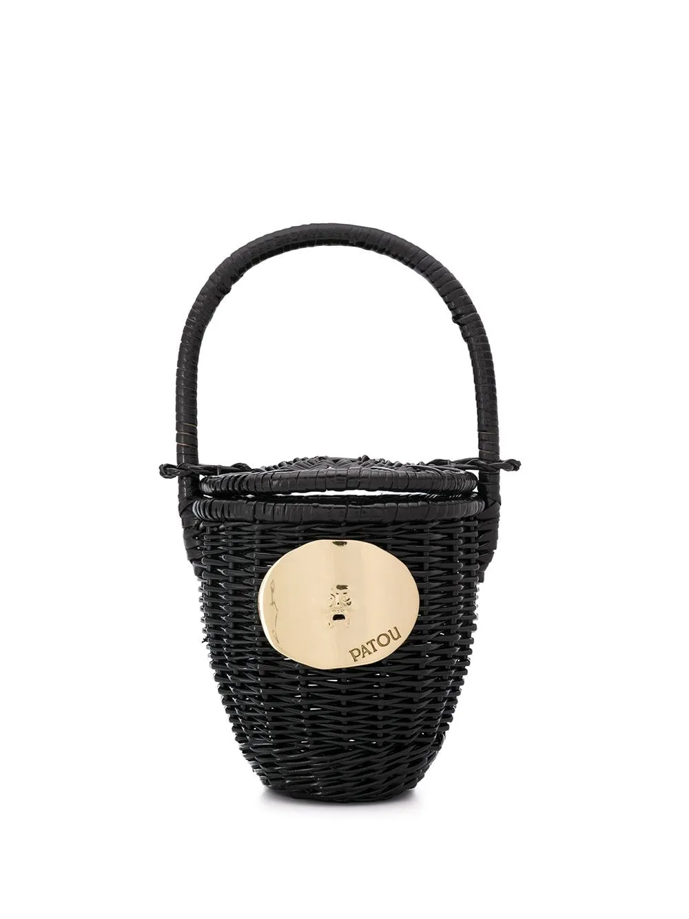 Borsa a secchiello intrecciata Patou in nero - donna