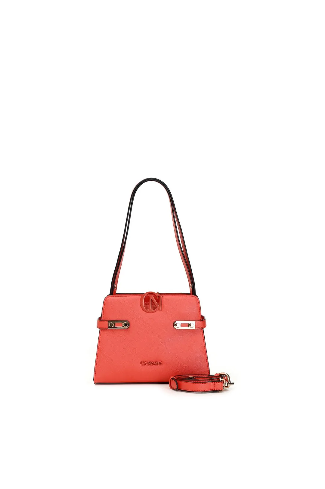 borsa a spalla rigida con monogramma smaltato