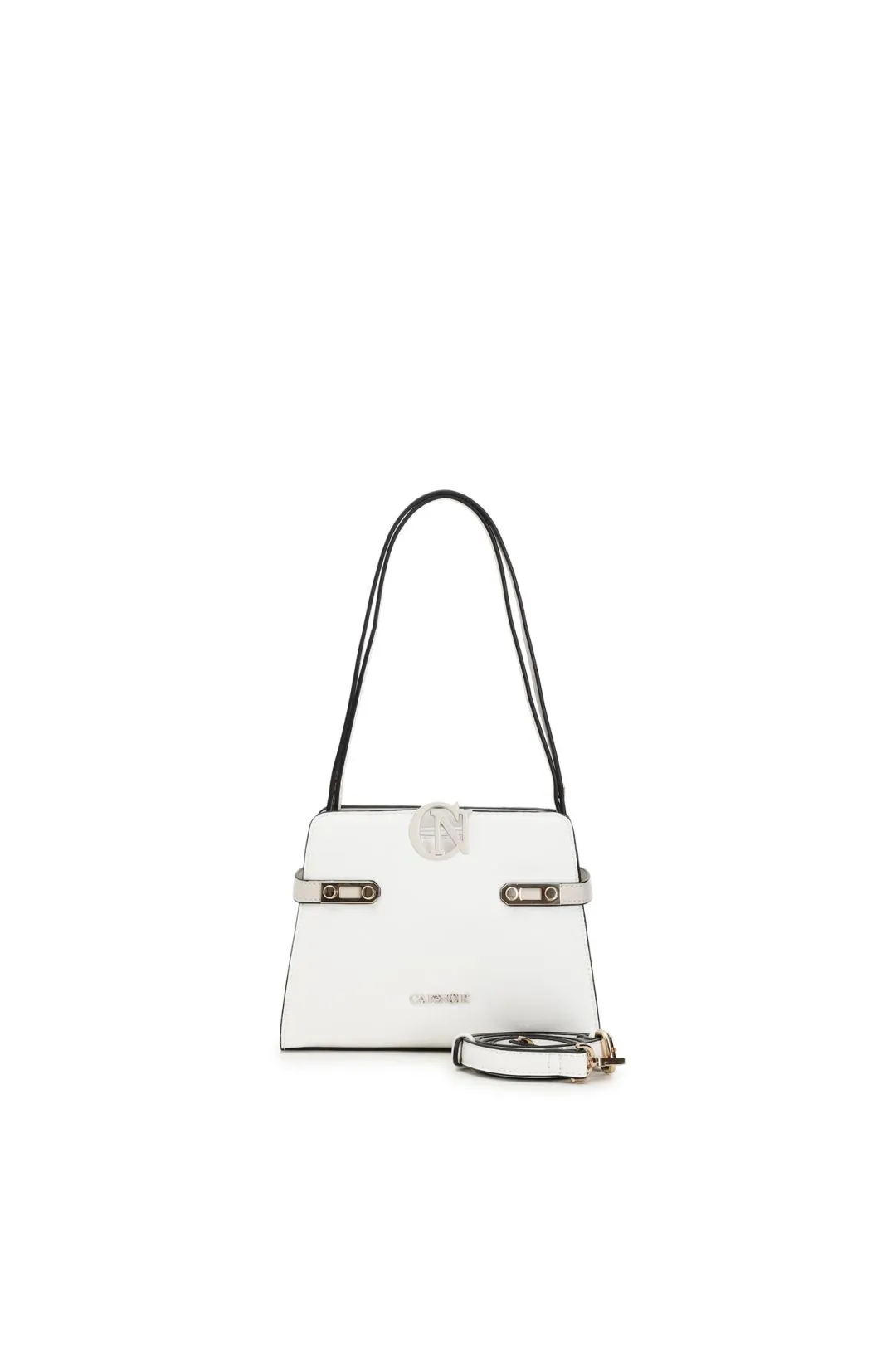 borsa a spalla rigida con monogramma smaltato