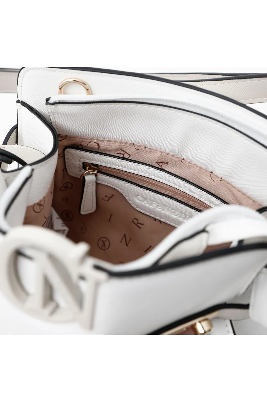 borsa a spalla rigida con monogramma smaltato