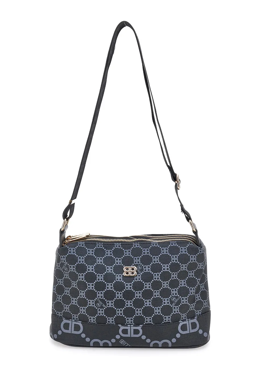 Borsa a Tracolla Nera con Cerniere Bri Cavalli/1199