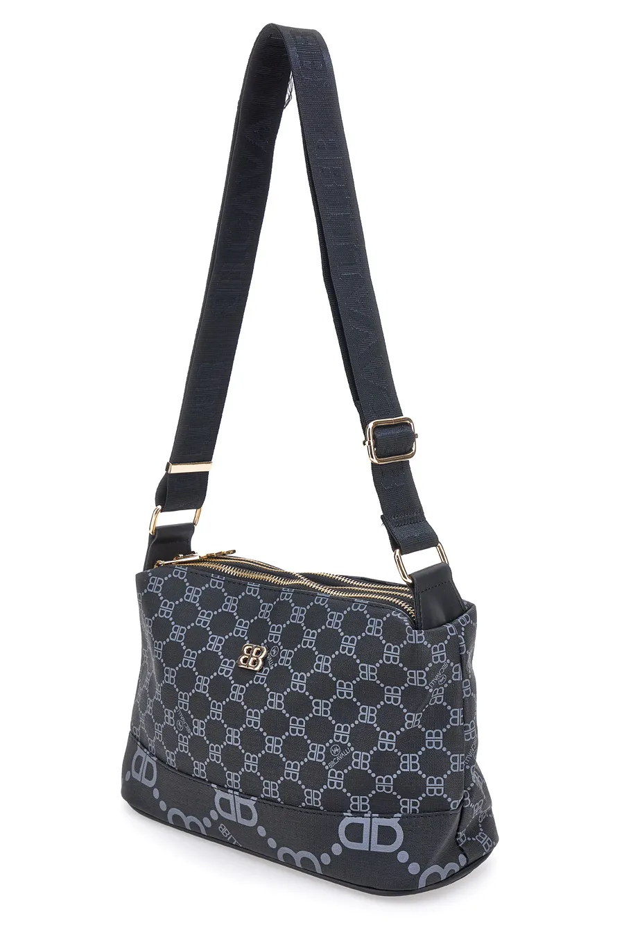 Borsa a Tracolla Nera con Cerniere Bri Cavalli/1199