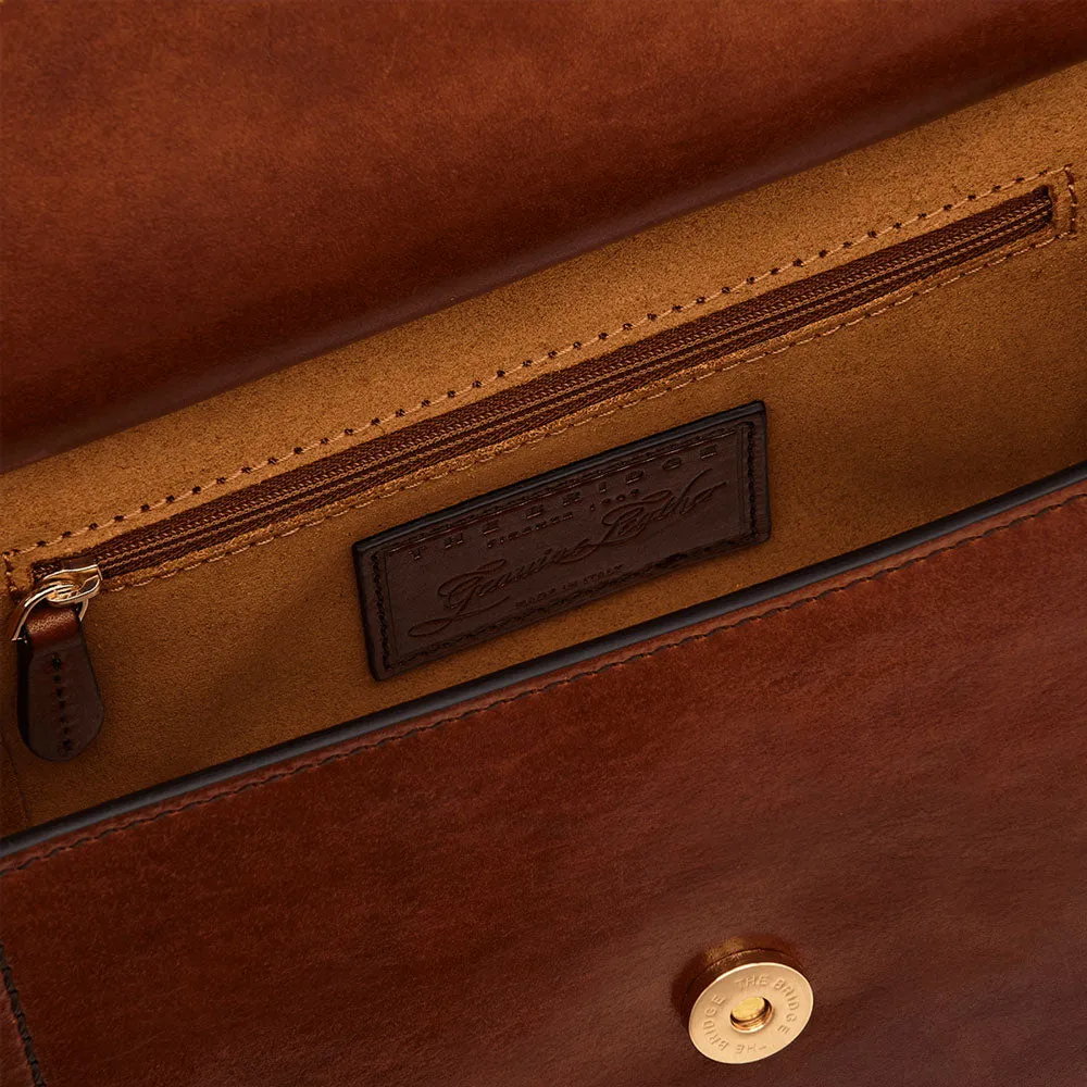 Borsa Donna a Tracolla con Pattina THE BRIDGE in Pelle Marrone linea Angela
