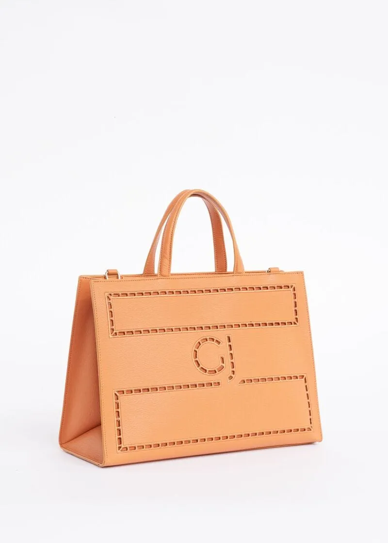 Borsa shopper con ricamo
