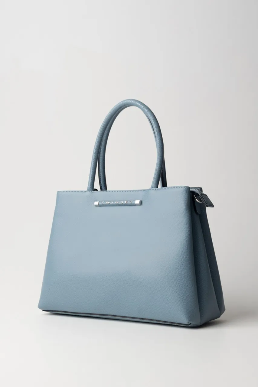 Borsa tote media con logo lettering BLUE TEAR