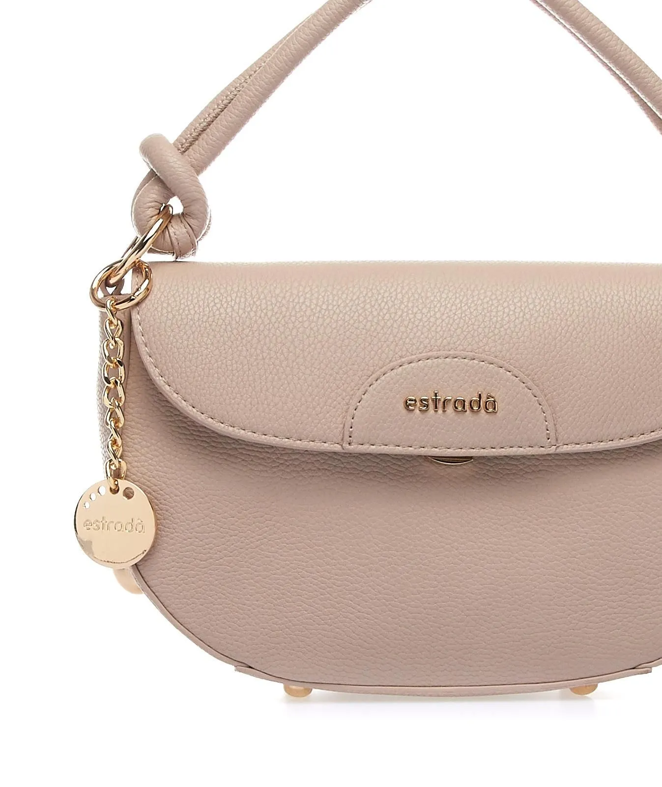 Borsetta beige con ciondolo e logo
