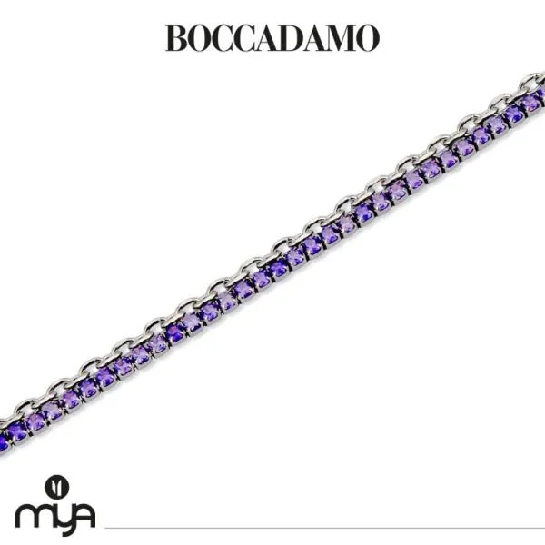 Bracciale tennis doppio filo con cristalli viola    