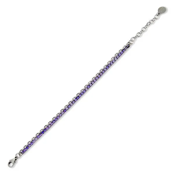 Bracciale tennis doppio filo con cristalli viola    