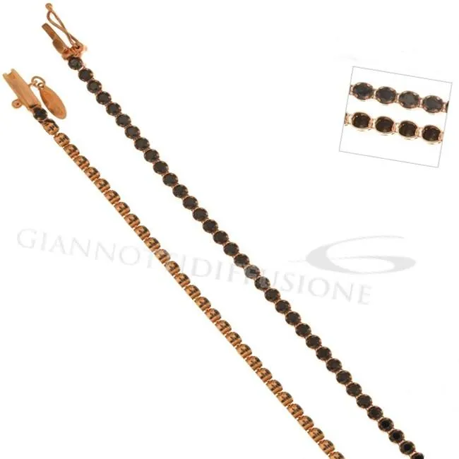 Bracciale Tennis Oro Rosa Zirconi Neri