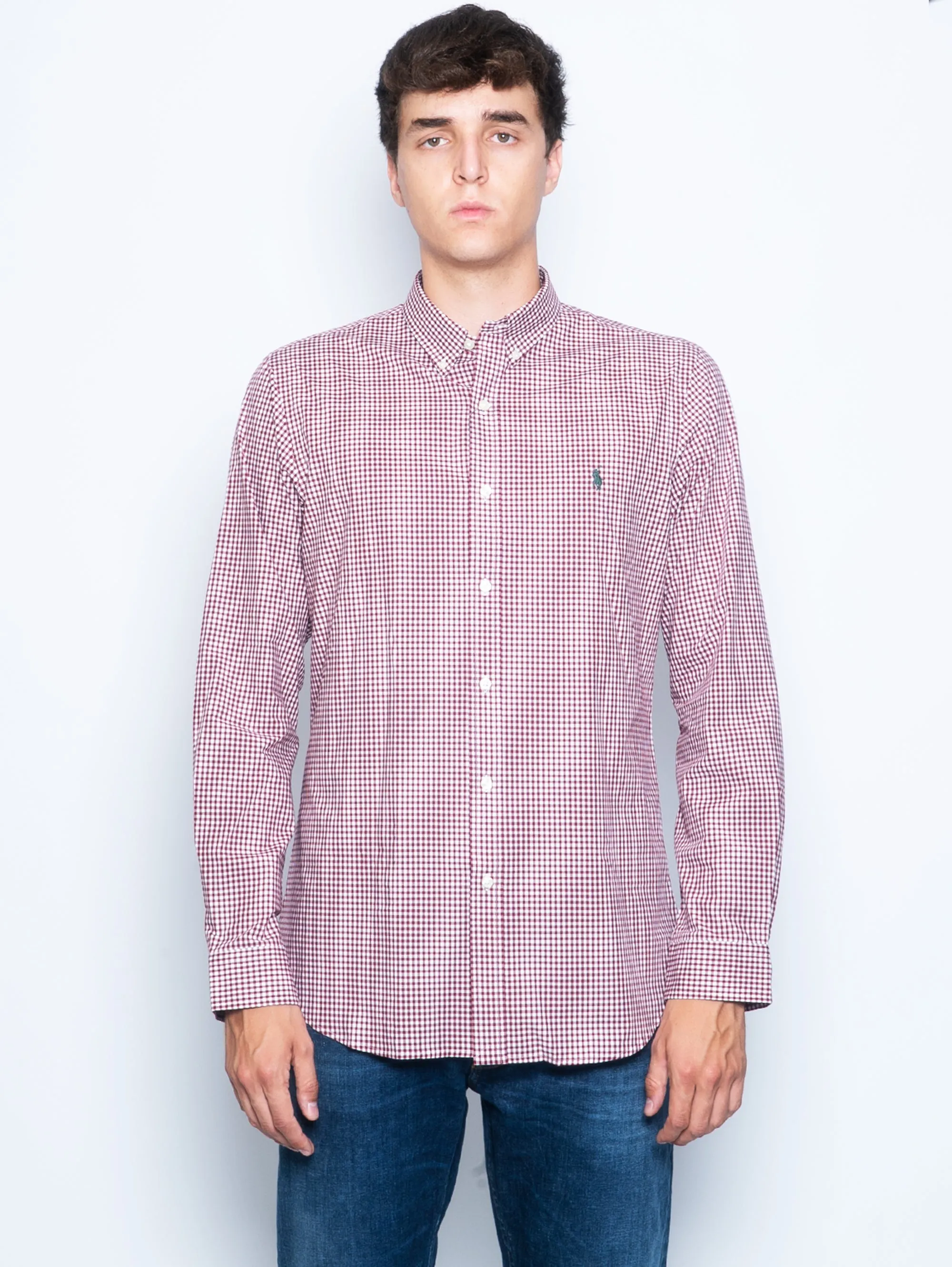 Camicia a Quadretti Bianco/Bordò