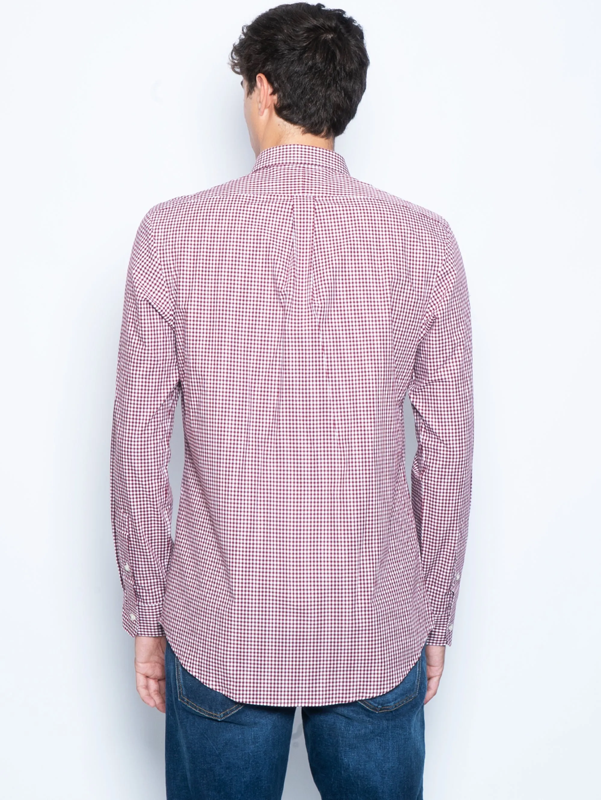 Camicia a Quadretti Bianco/Bordò