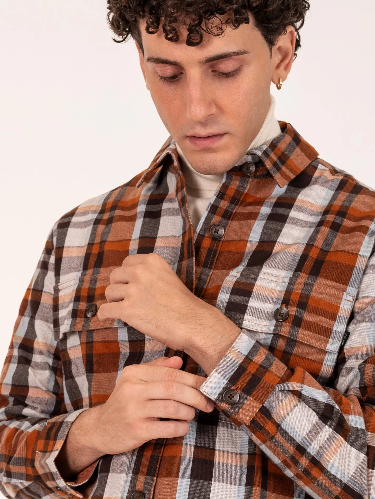 Camicia Dockers in Cotone Check Marrone e Ruggine