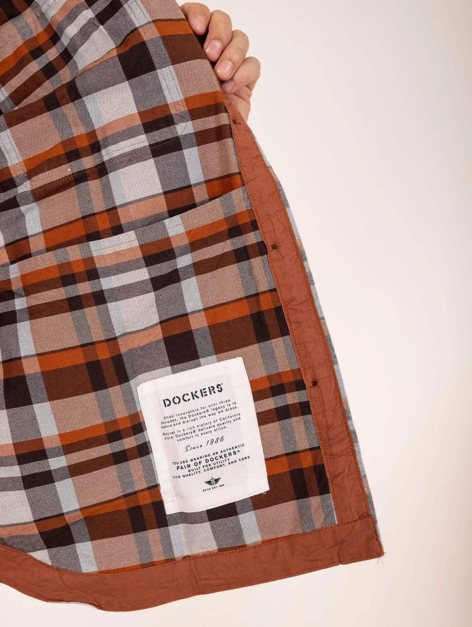 Camicia Dockers in Cotone Check Marrone e Ruggine