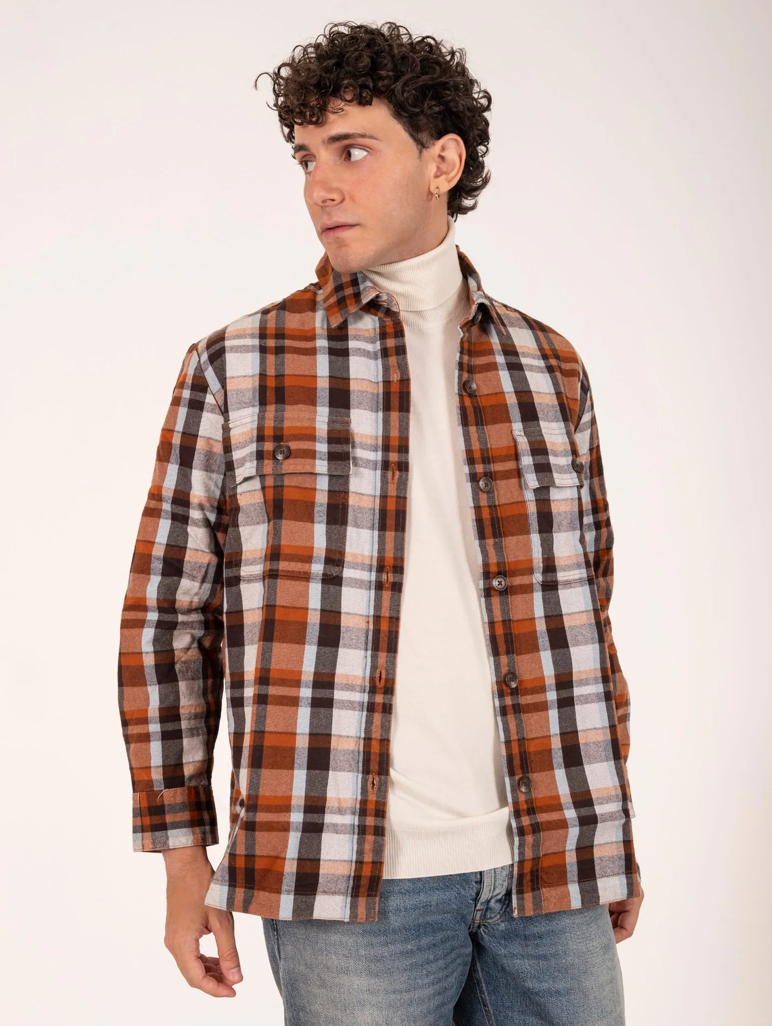 Camicia Dockers in Cotone Check Marrone e Ruggine