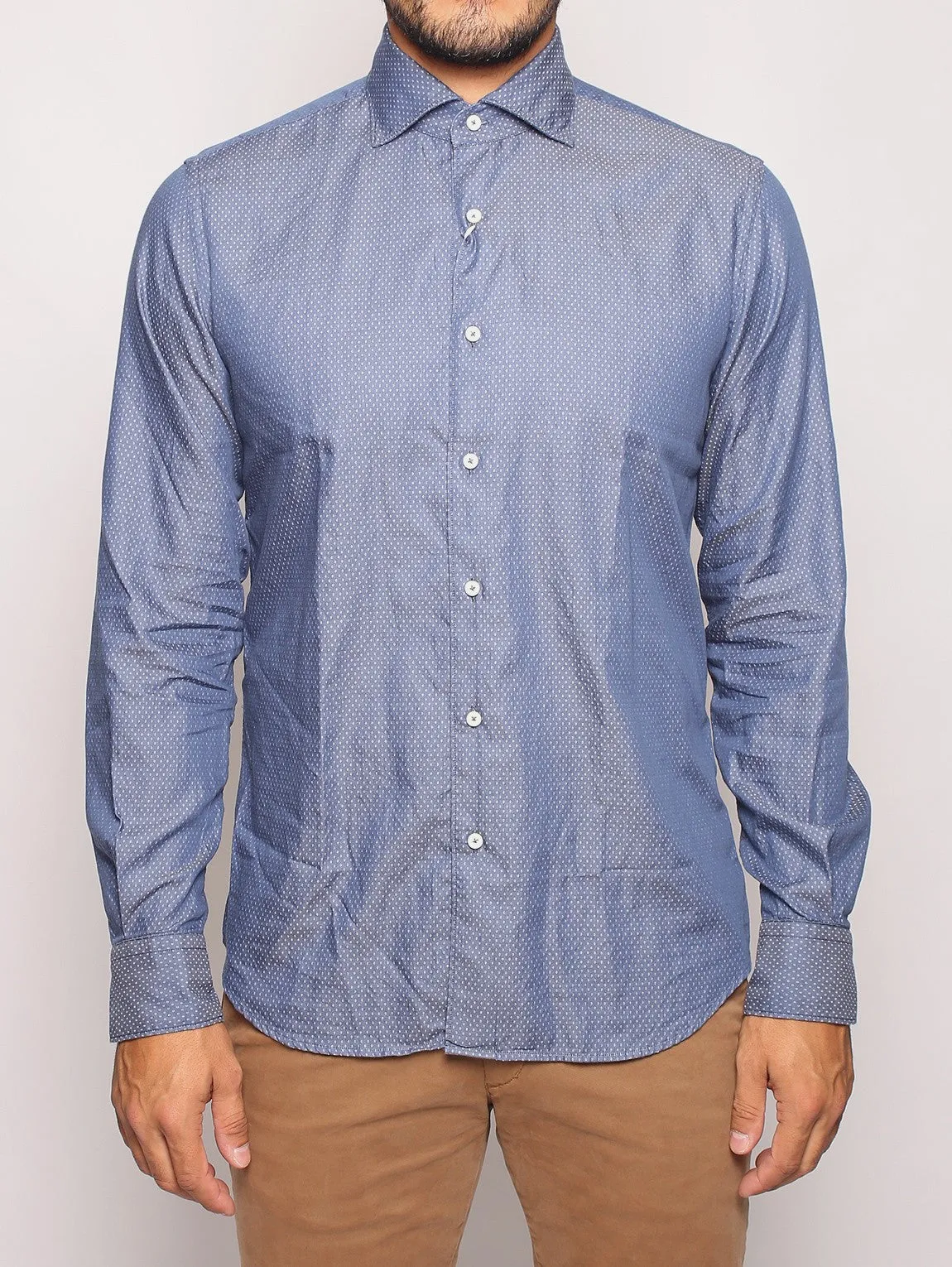 Camicia in Cotone Operato Navy