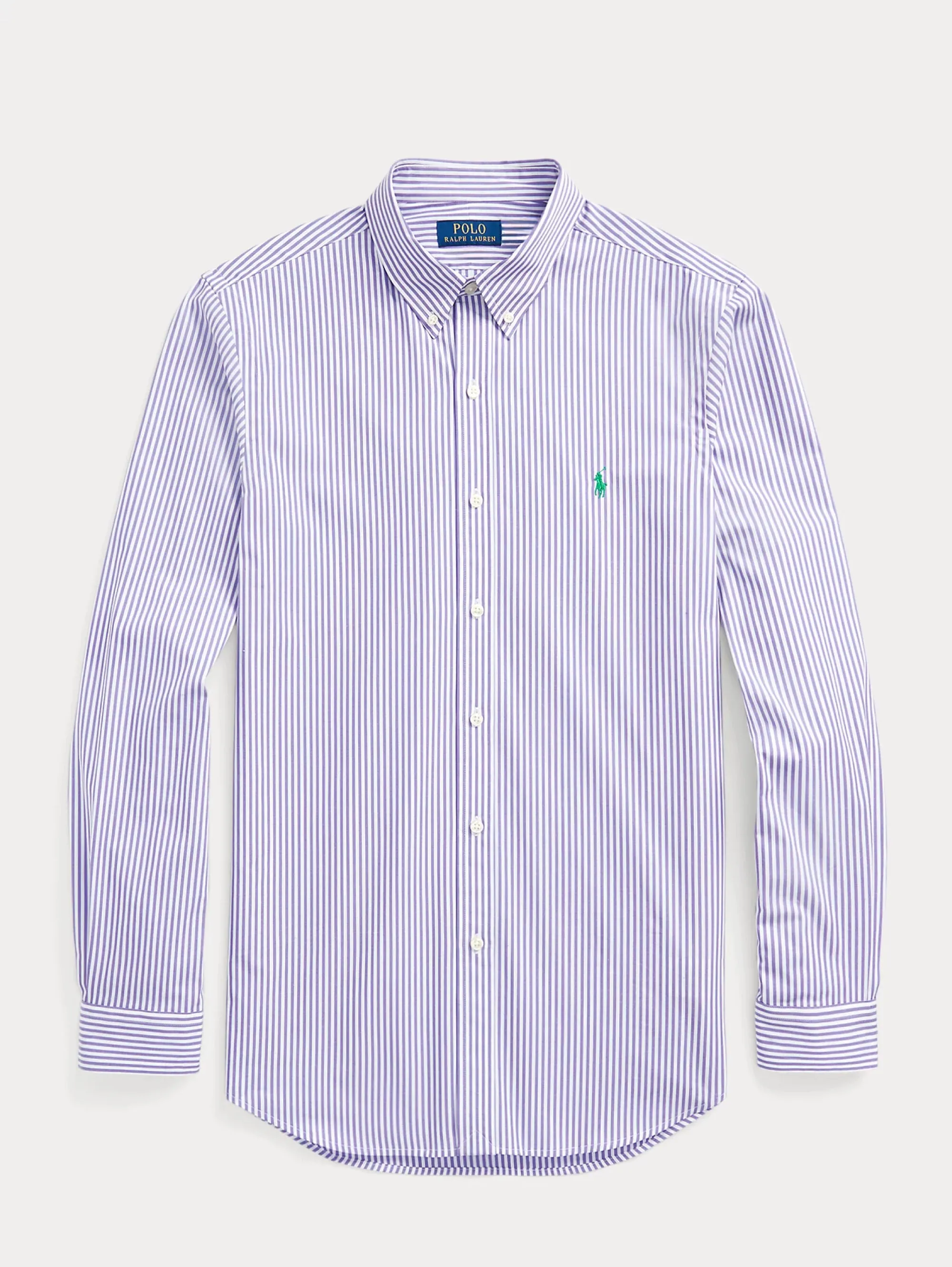 Camicia in Popeline Elasticizzato a Righe Lavanda/Bianco