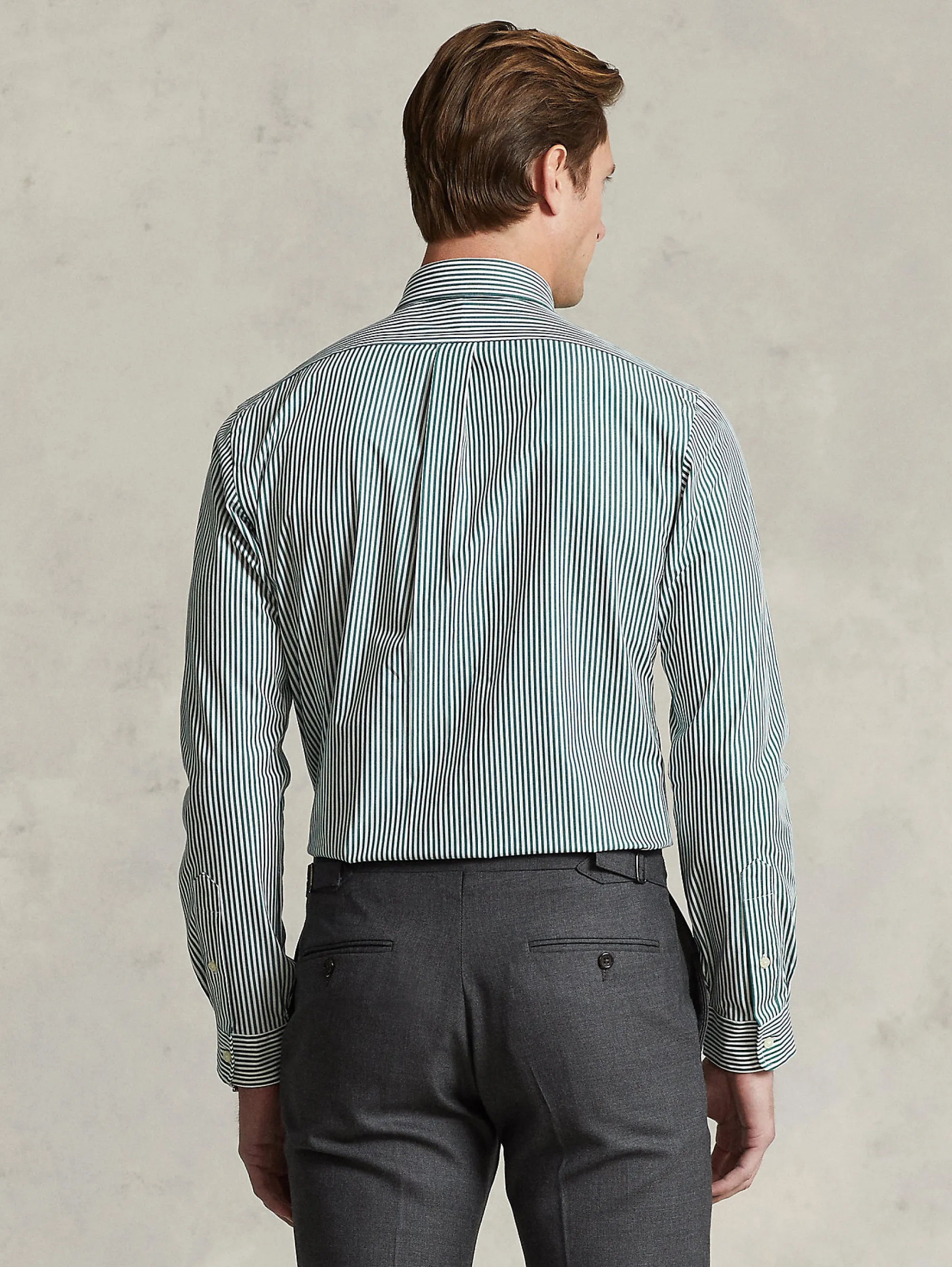 Camicia Sportiva Elasticizzata a Righe Verde/Bianco