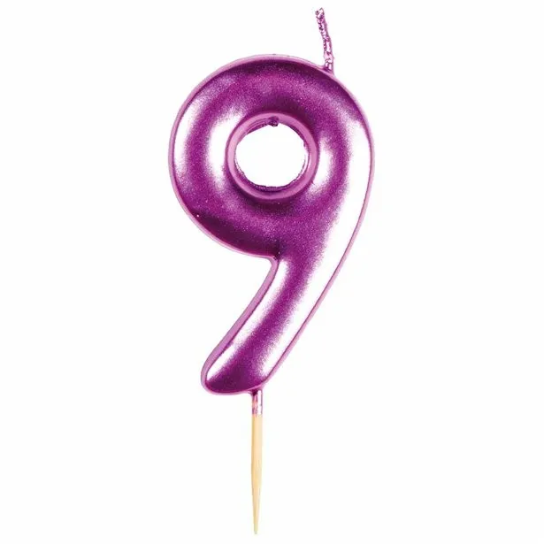 Candela per torta numero 9 rosa metallizzato