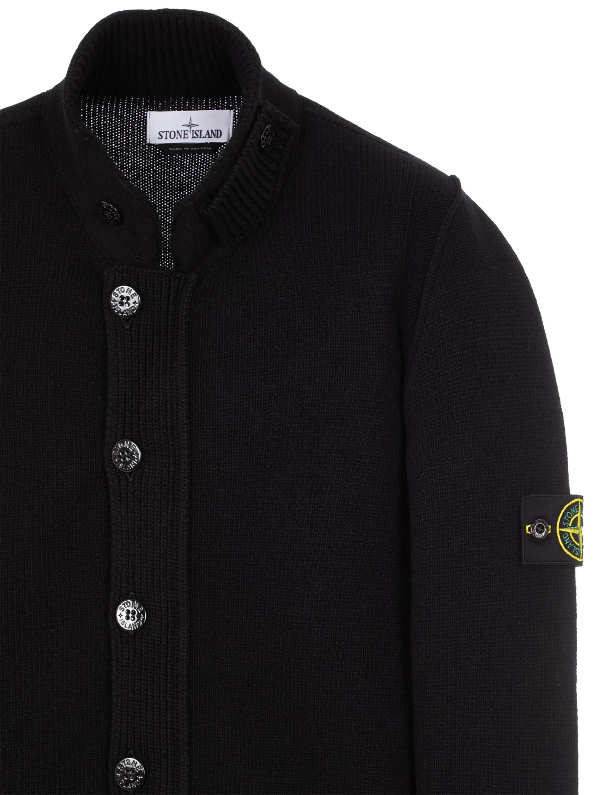 Cardigan con Zip e Bottoni  Nero