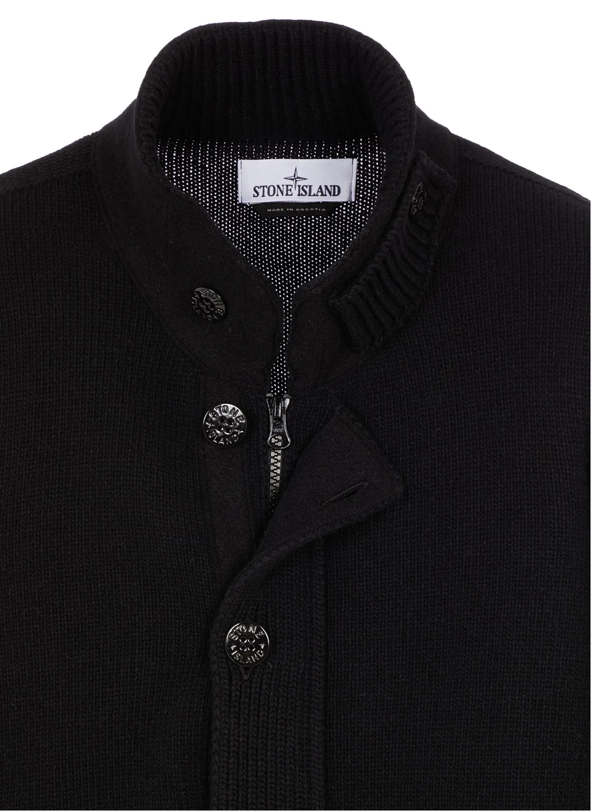 Cardigan con Zip e Bottoni  Nero