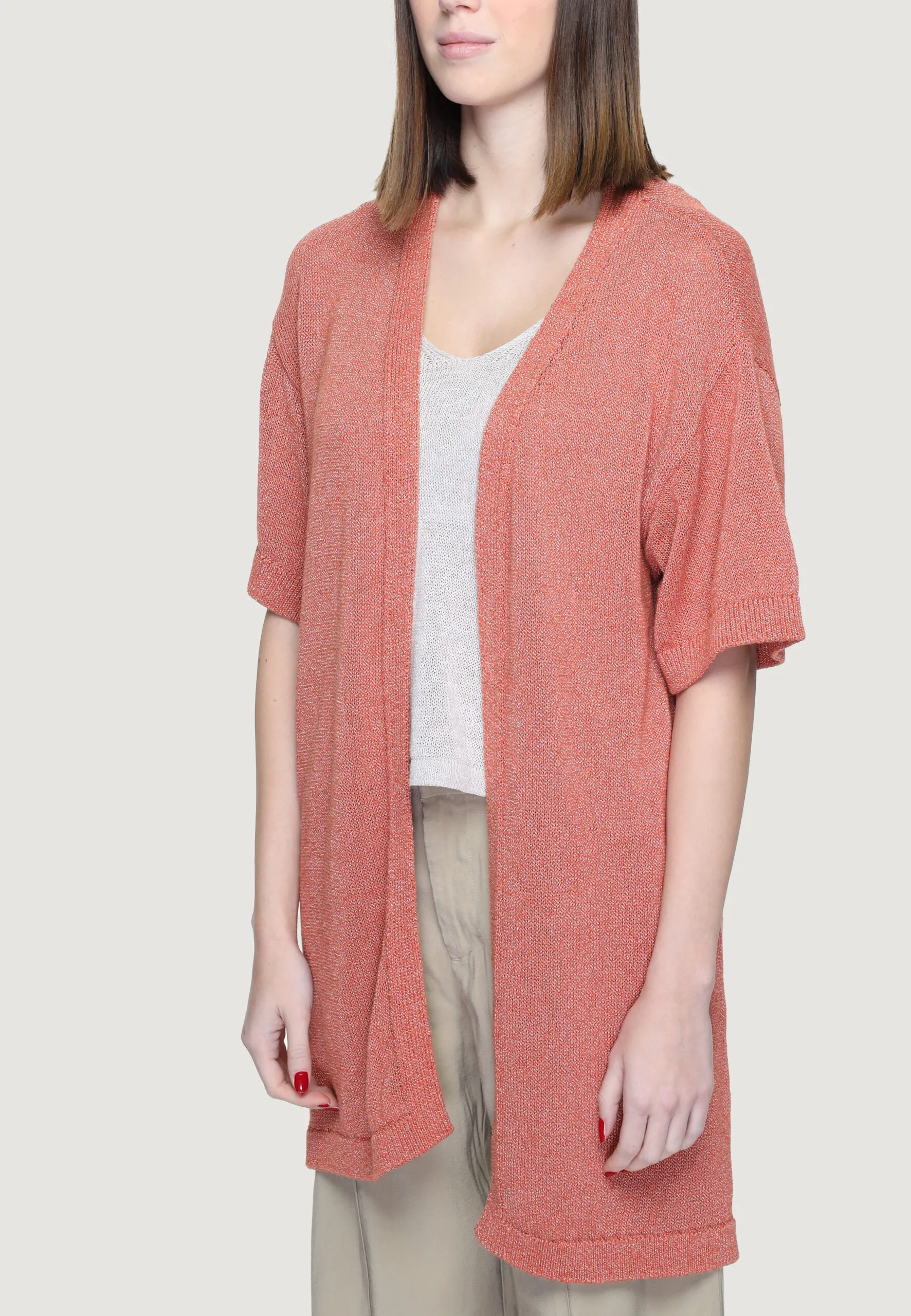 Cardigan Jacqueline De Yong Jdyshine Life L/S Open Kimono Knt Mattone