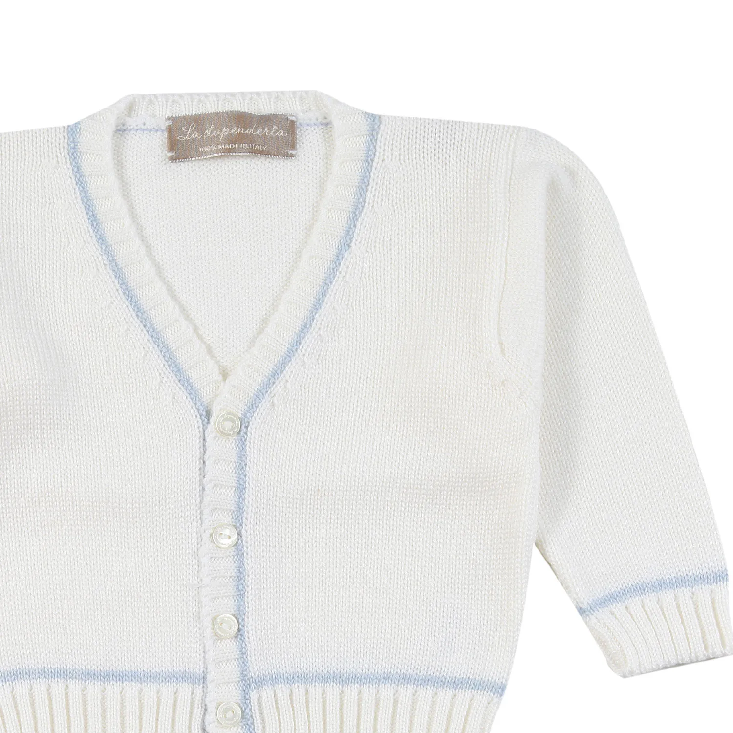 Cardigan La Stupenderia Panna E Celeste Bimbo